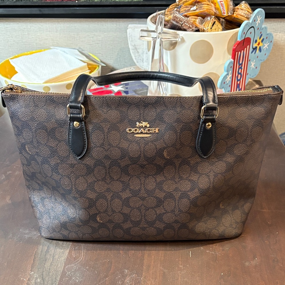 Coach Signature Brown and Black Tote